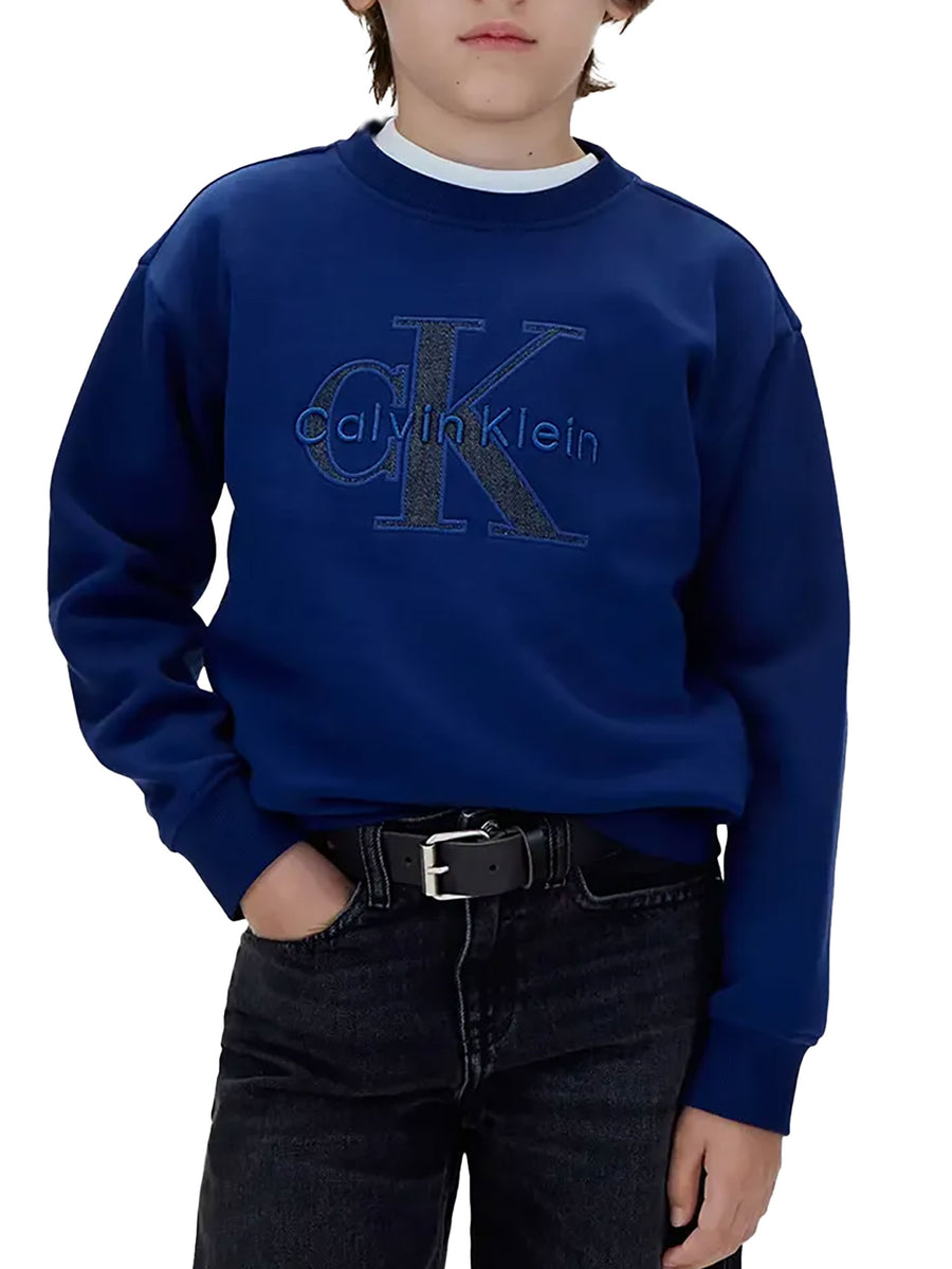 Felpa Calvin Klein bambino seasonal monologo blu