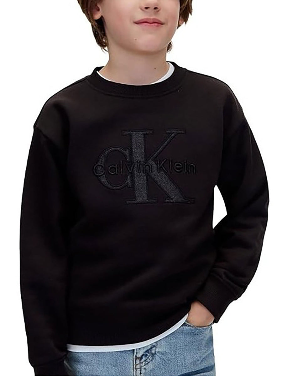 Felpa Calvin Klein ragazzo seasonal monologo nero