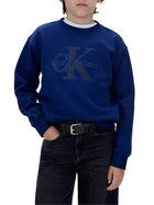 Felpa Calvin Klein ragazzo seasonal monologo blu