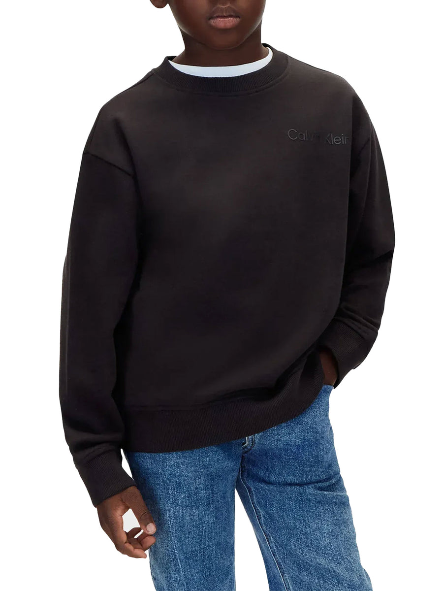 Felpa Calvin Klein bambino stampa logo retro nero