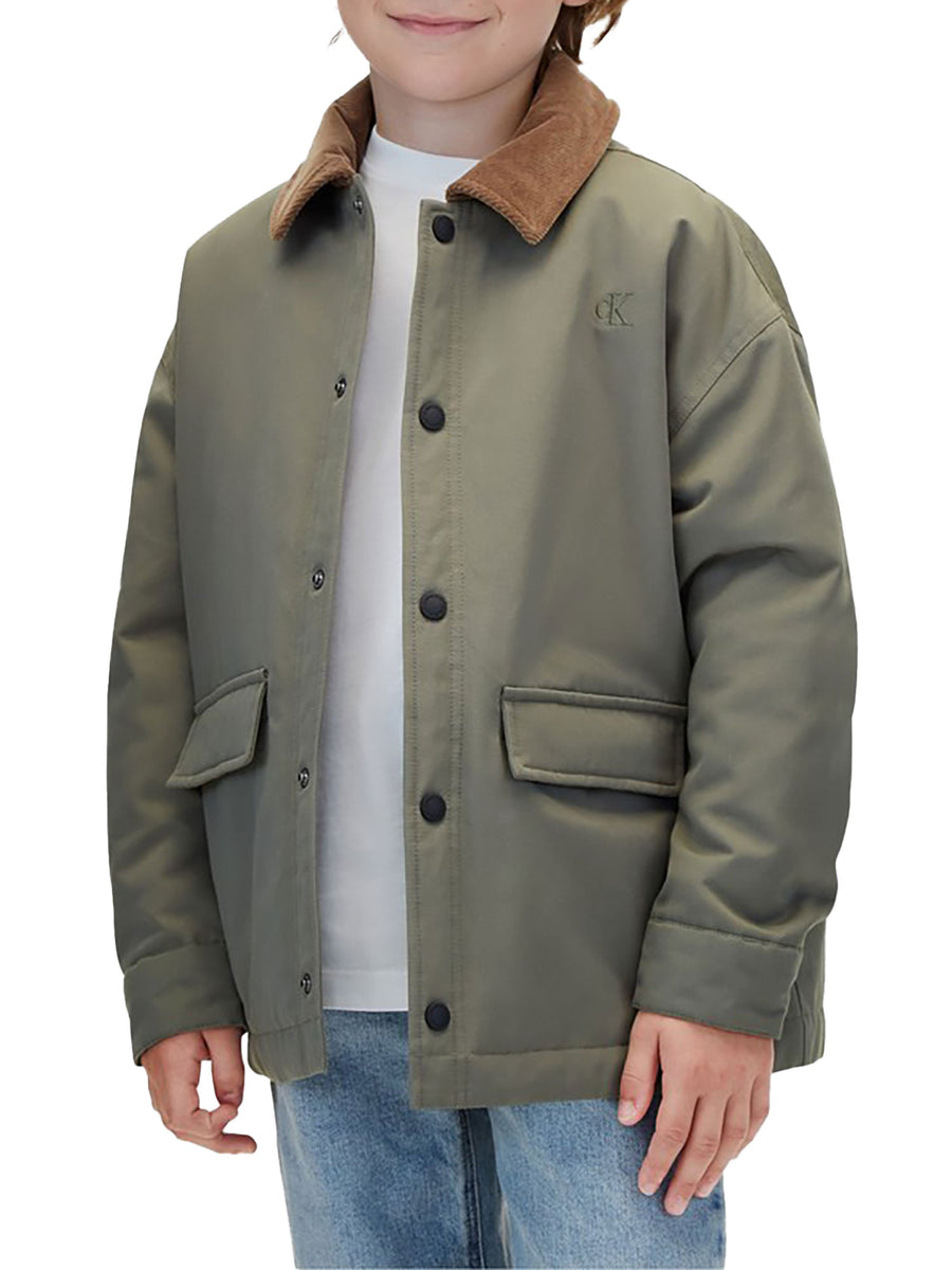 Giubbino Calvin Klein casual con colletto bambino verde