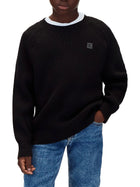 Maglia Calvin Klein girocollo a coste con maniche raglan ragazzo nero