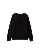 Maglia Calvin Klein girocollo con logo a intarsio bambino nero