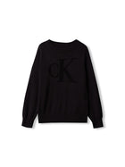 Maglia Calvin Klein girocollo con logo a intarsio ragazzo nero
