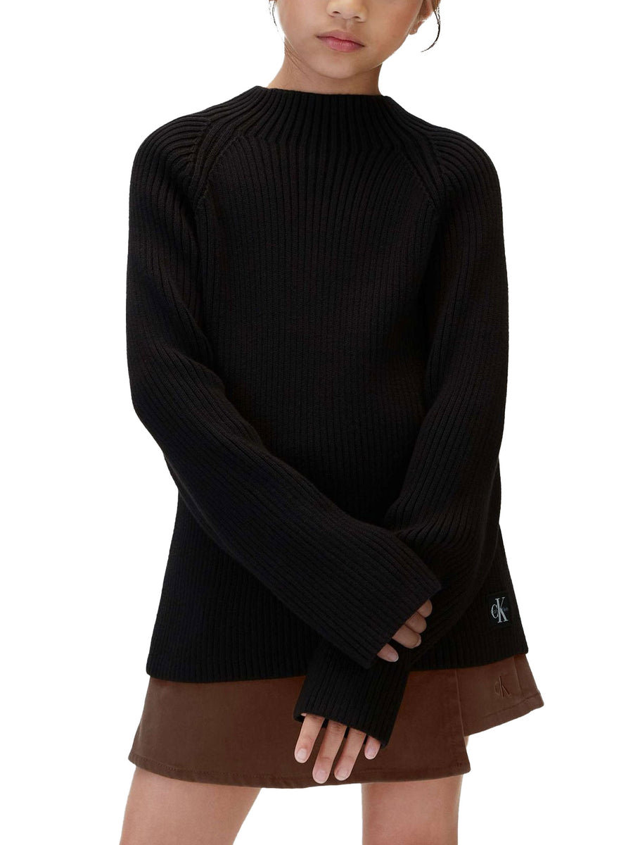 Girocollo Calvin Klein ragazza chunky rib nero