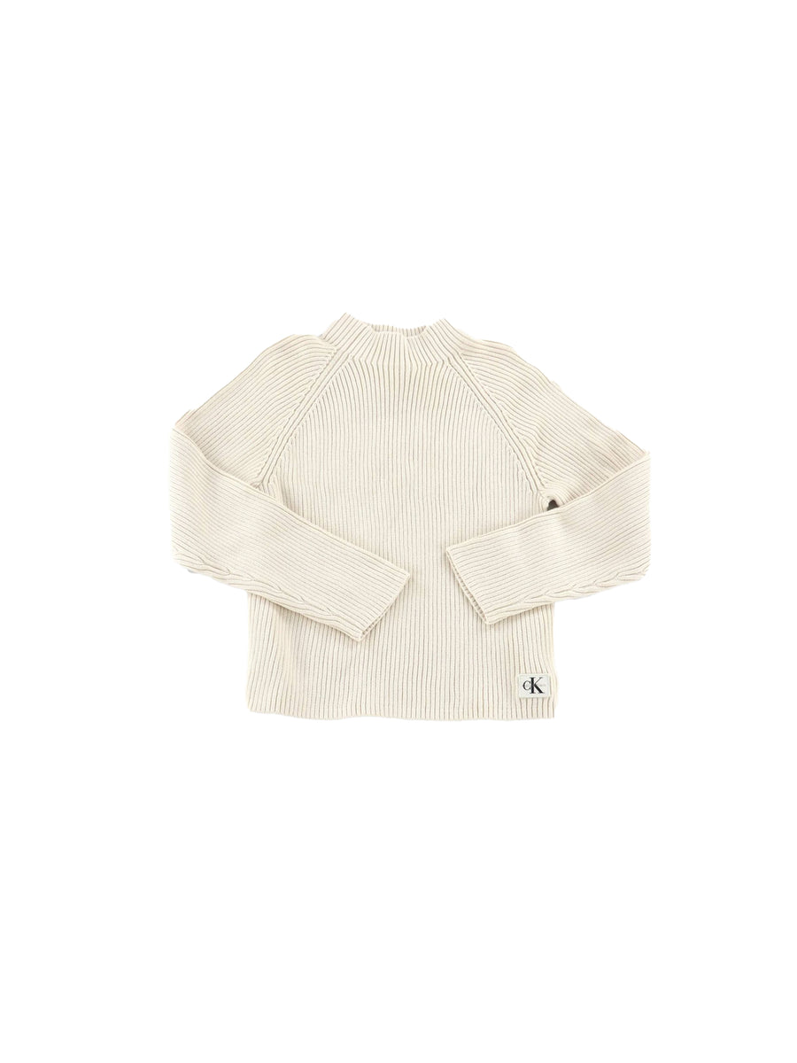 Girocollo Calvin Klein ragazza chunky rib panna