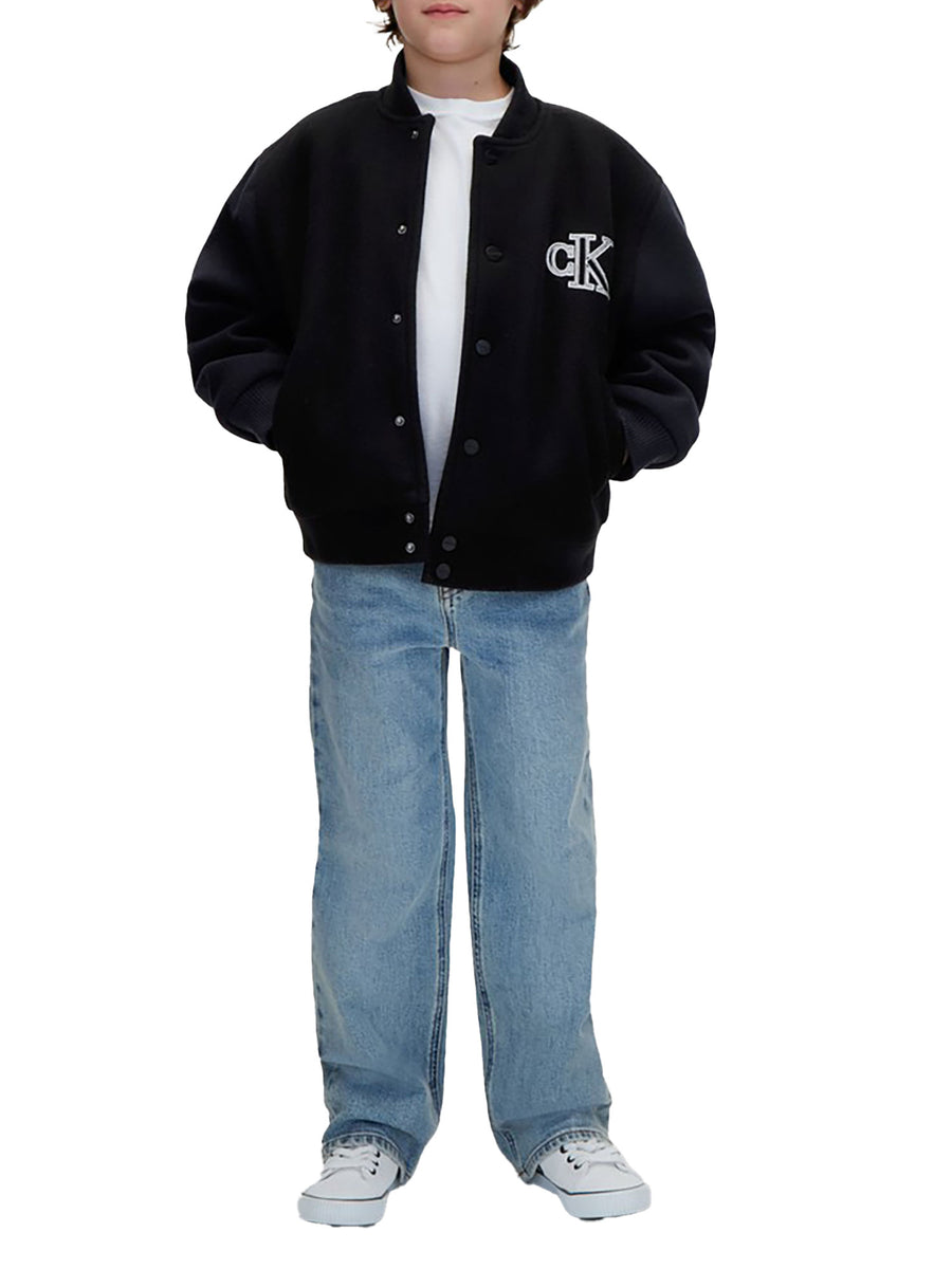 Bomber Calvin Klein varsity con logo bambino nero