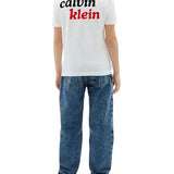 T-shirt Calvin Klein ragazzo front back print bianco