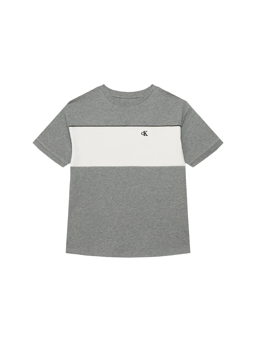 T-shirt Calvin Klein bambino colorblock grigio
