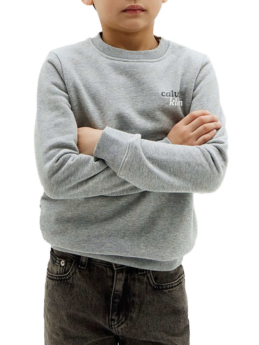 Felpa Calvin Klein girocollo con logo ragazzo grigio