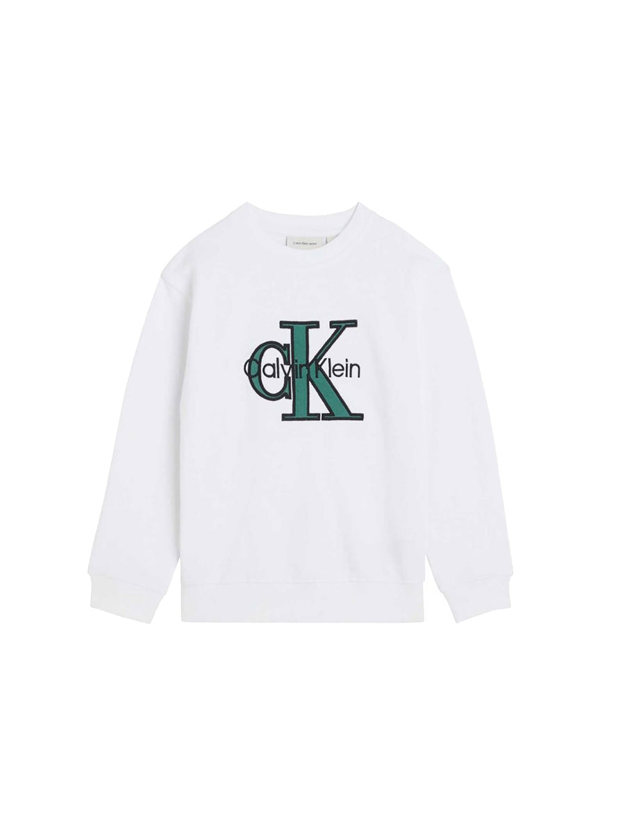 Felpa Calvin Klein ragazzo monologo frontale bianco