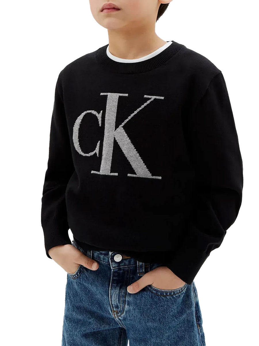 Girocollo Calvin Klein ragazzo monogram nero