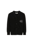 Cardigan Calvin Klein ragazzo con bottoni logo varsity nero