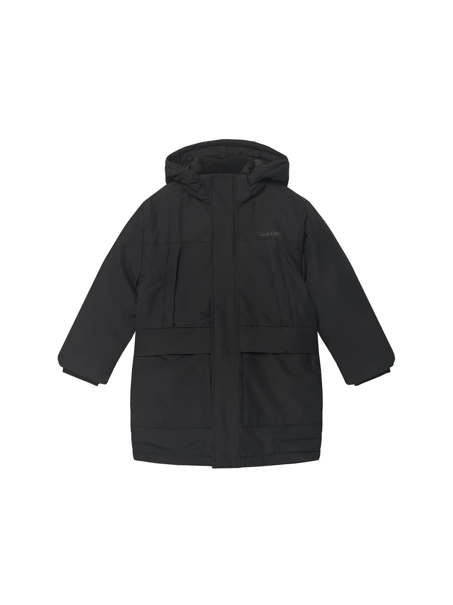 Giubbino Calvin Klein ragazzo con zip e cappuccio back to school nero