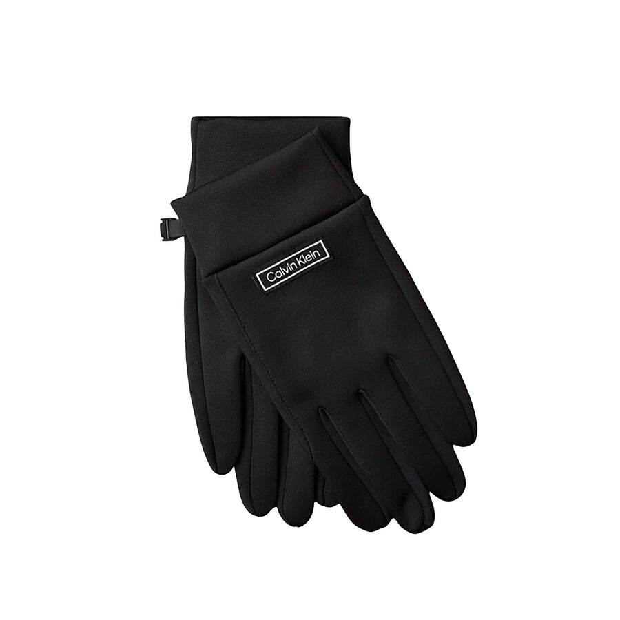 Guanti Calvin Klein uomo Tech con patch logo nero