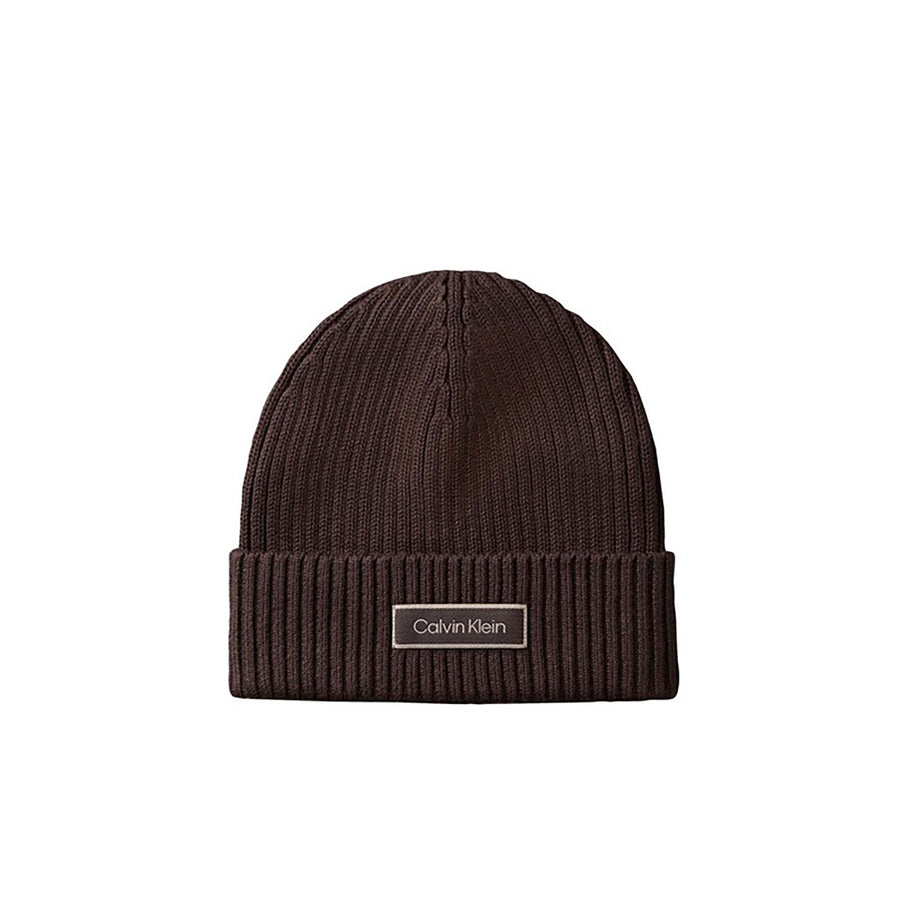 Cappello cuffia Calvin Klein uomo Chunky Rib con patch moro