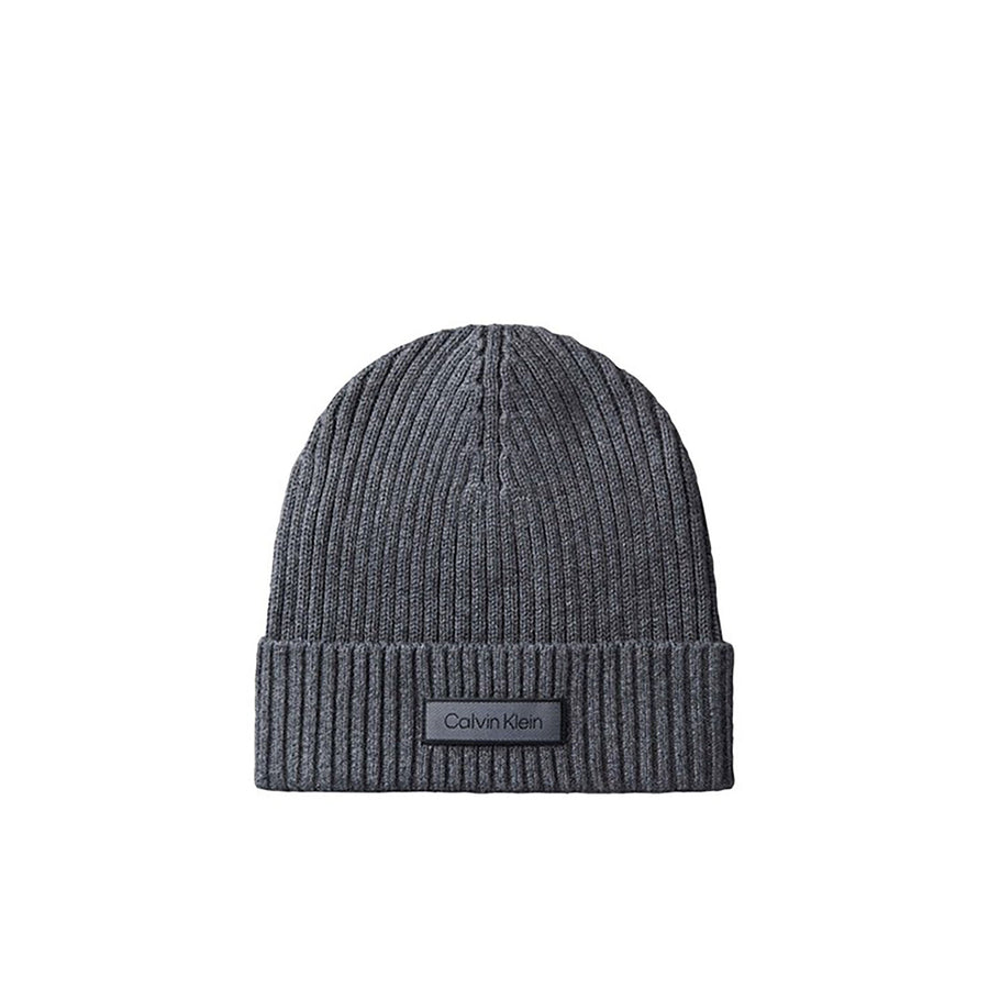 Cappello cuffia Calvin Klein uomo Chunky Rib con logo grigio scuro