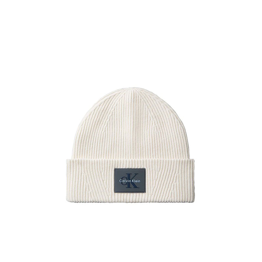 Cappello cuffia Calvin Klein uomo Monologo Patch Rib panna