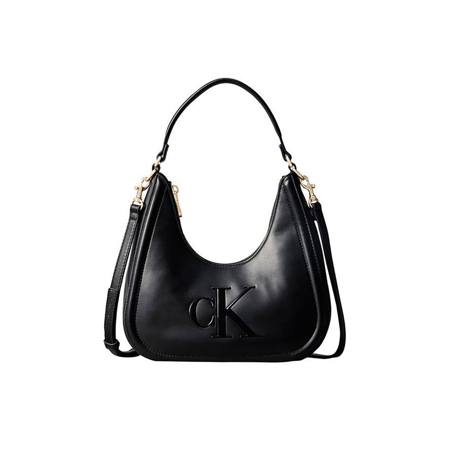Borsa Calvin Klein donna a spalla Bold CK Small Crescent nero