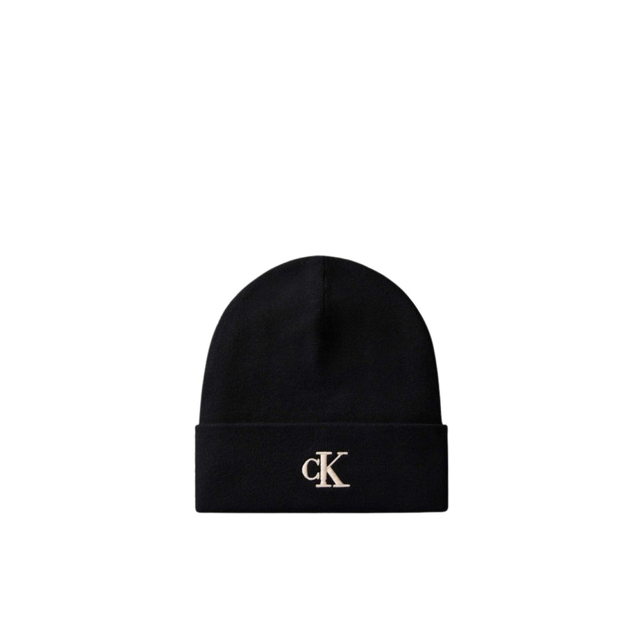 Cappello cuffia Calvin Klein donna Fine Rib monogramma nero