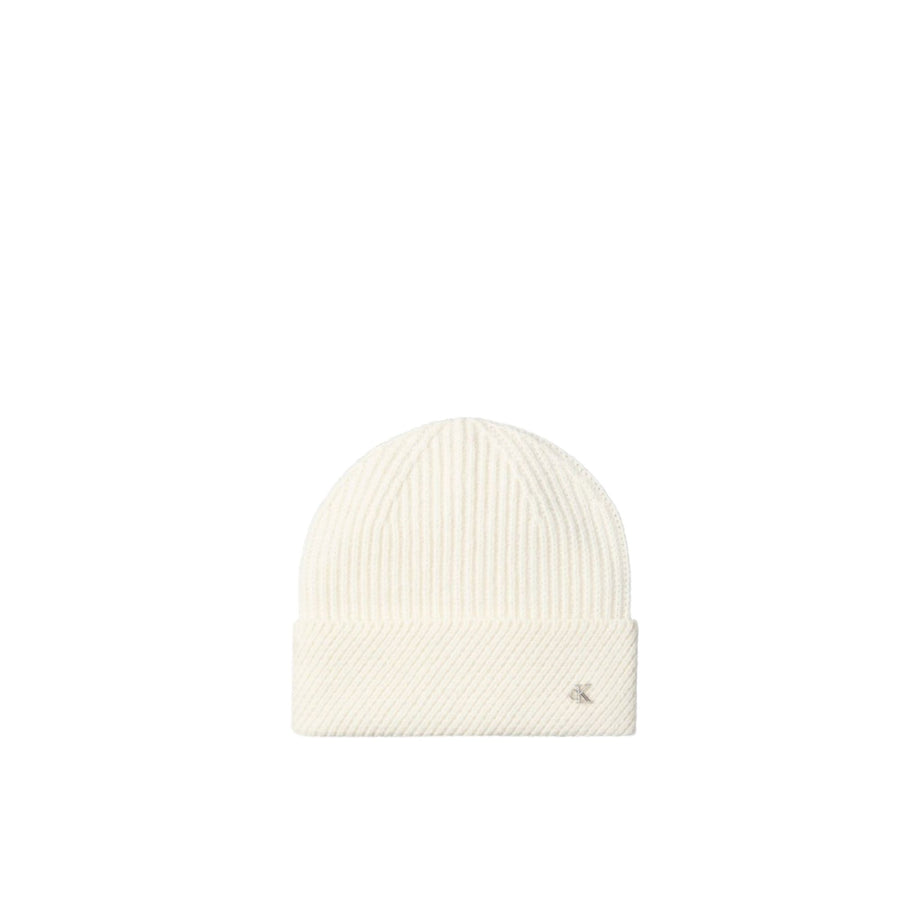 Cappello cuffia Calvin Klein donna Metal Slanted Rib panna