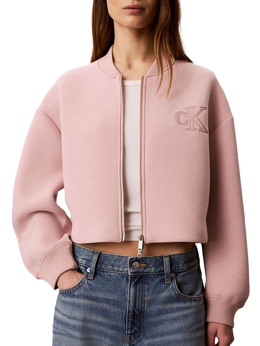 Bomber Calvin Klein Jeans donna cropped con zip rosa