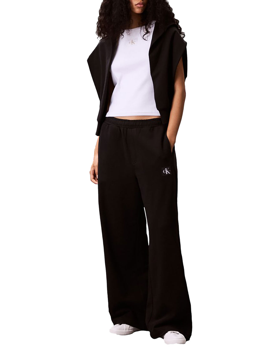 Pantaloni Calvin Klein Jeans donna in felpa con logo nero