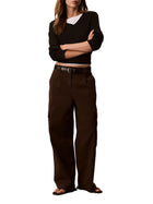 Pantaloni Calvin Klein Jeans donna cargo a gamba ampia moro