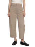 Pantaloni Calvin Klein Jeans donna cropped barrel cinque tasche beige