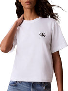 T-shirt Calvin Klein Jeans donna girocollo con monogramma bianco