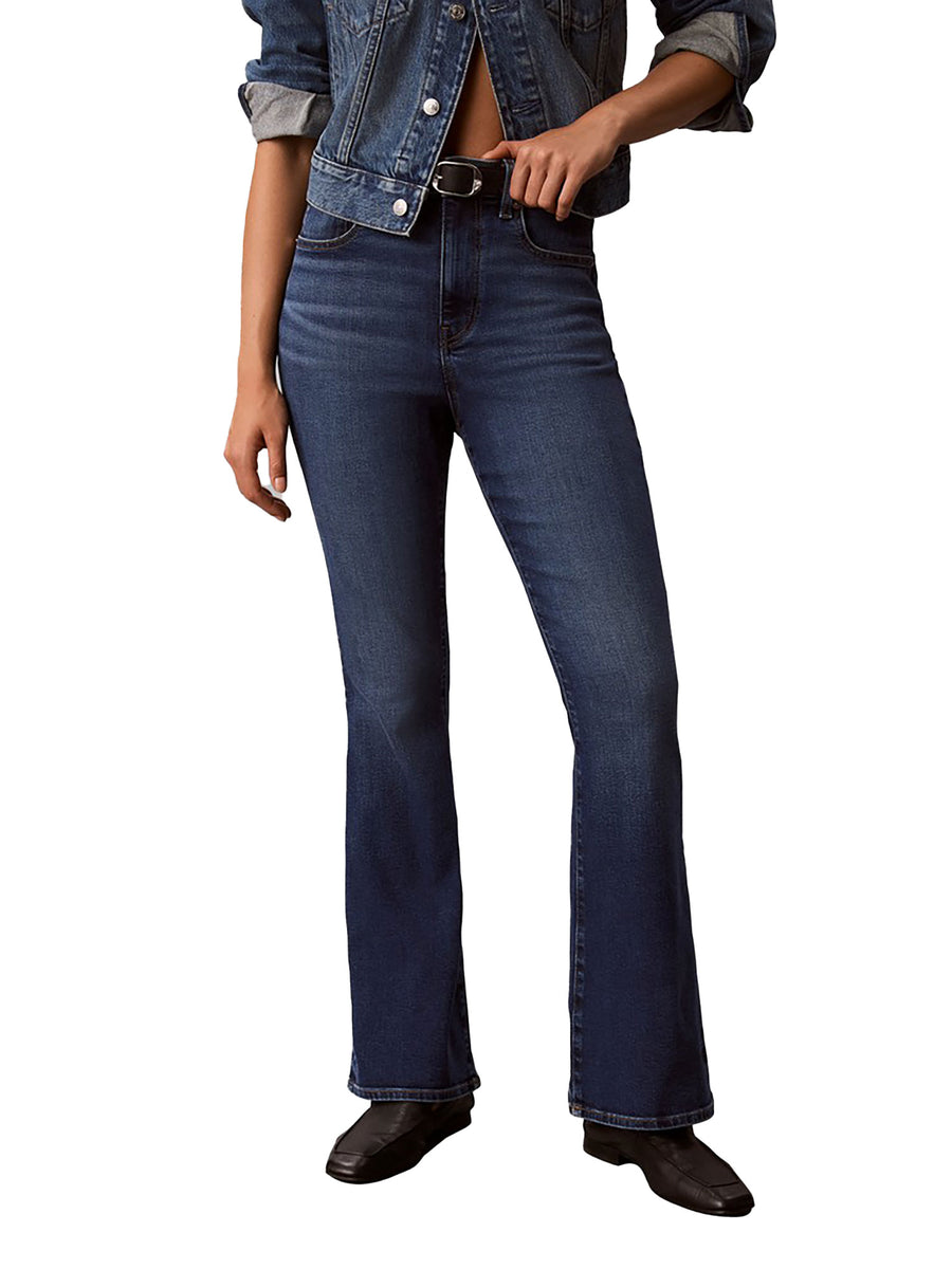 Jeans Calvin Klein Jeans donna flare a vita alta denim medio