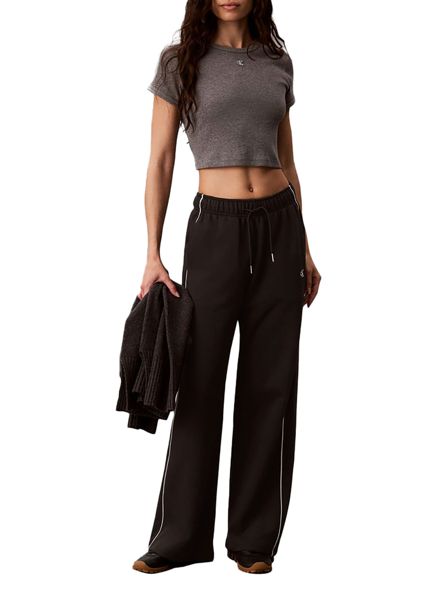 Pantaloni Calvin Klein Jeans donna in felpa con profili a contrasto nero