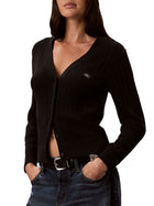 Cardigan Calvin Klein Jeans donna con bottoni ed etichetta logo nero