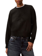 Maglia Calvin Klein Jeans donna girocollo Ottoman con logo nero