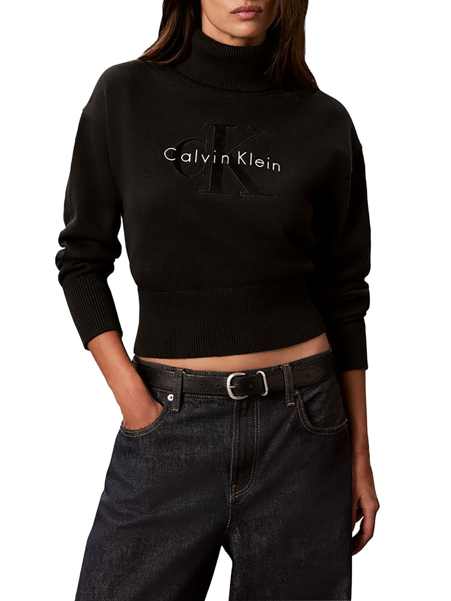 Maglia Calvin Klein Jeans donna collo alto con logo nero