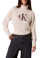 Maglia Calvin Klein Jeans donna collo alto monogram tofu