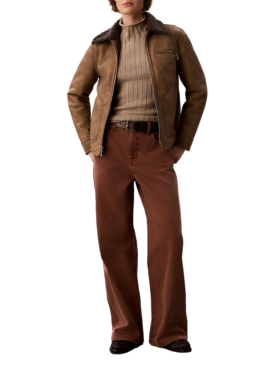 Giubbotto Calvin Klein Jeans donna aviator effetto shearling marrone/grigio