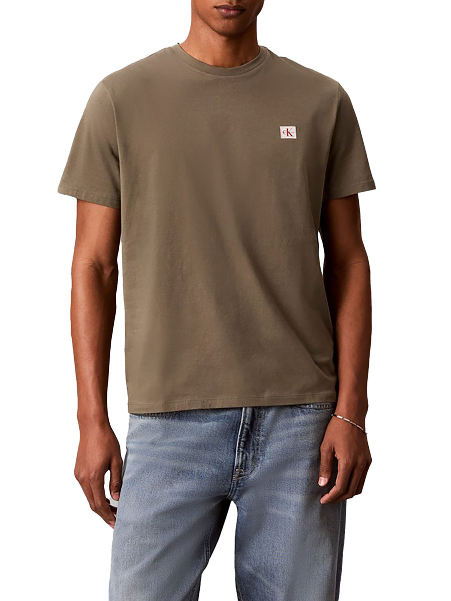 T-shirt Calvin Klein Jeans uomo girocollo con badge verde