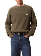 Maglia Calvin Klein Jeans uomo girocollo waffle con badge verde