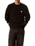 Maglia Calvin Klein Jeans uomo waffle con logo sul petto nero