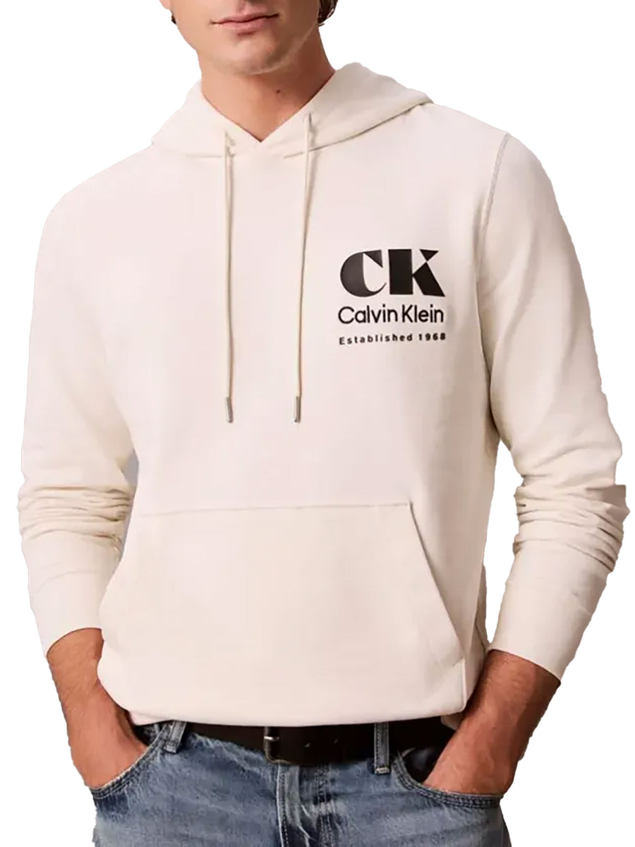 Felpa Calvin Klein Jeans uomo con cappuccio e logo grafico tofu