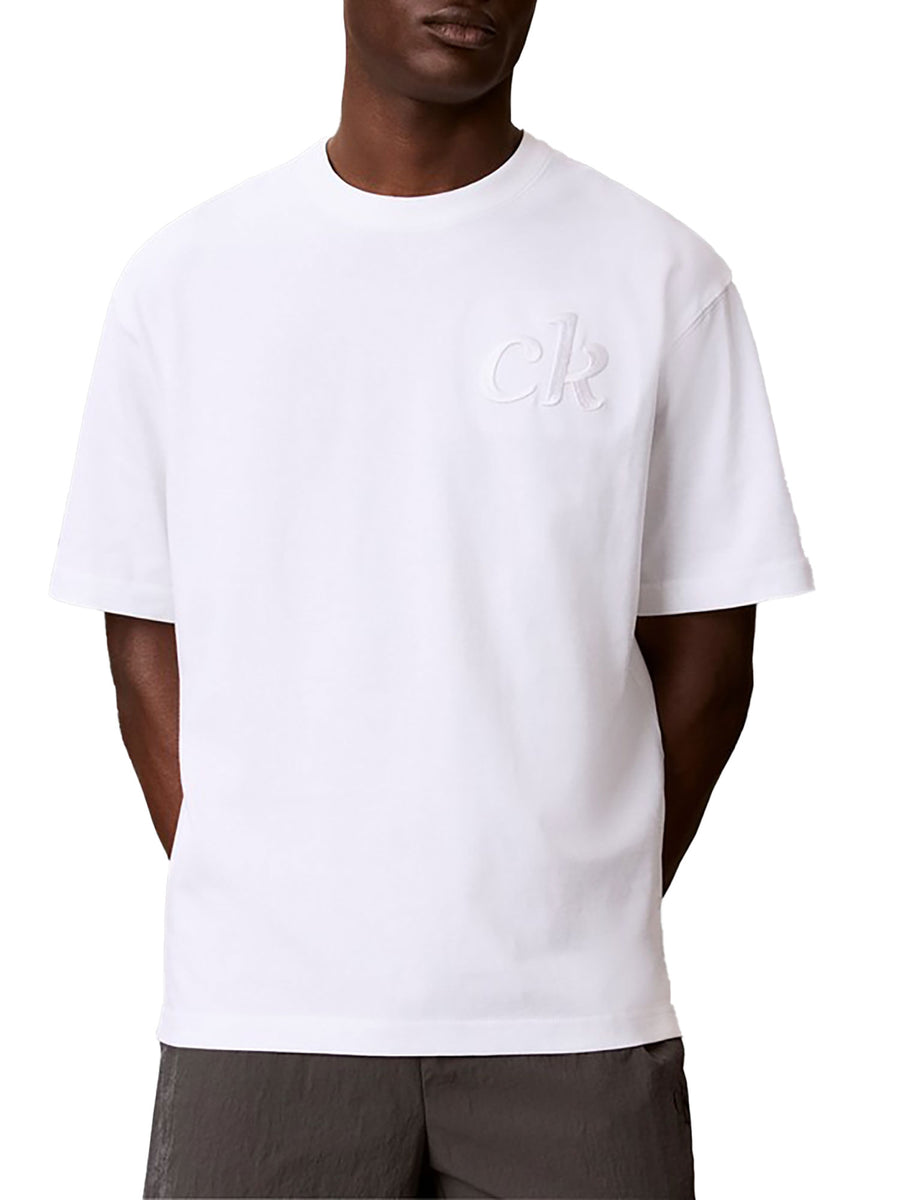 T-shirt Calvin Klein Jeans uomo con stampa sul retro bianco
