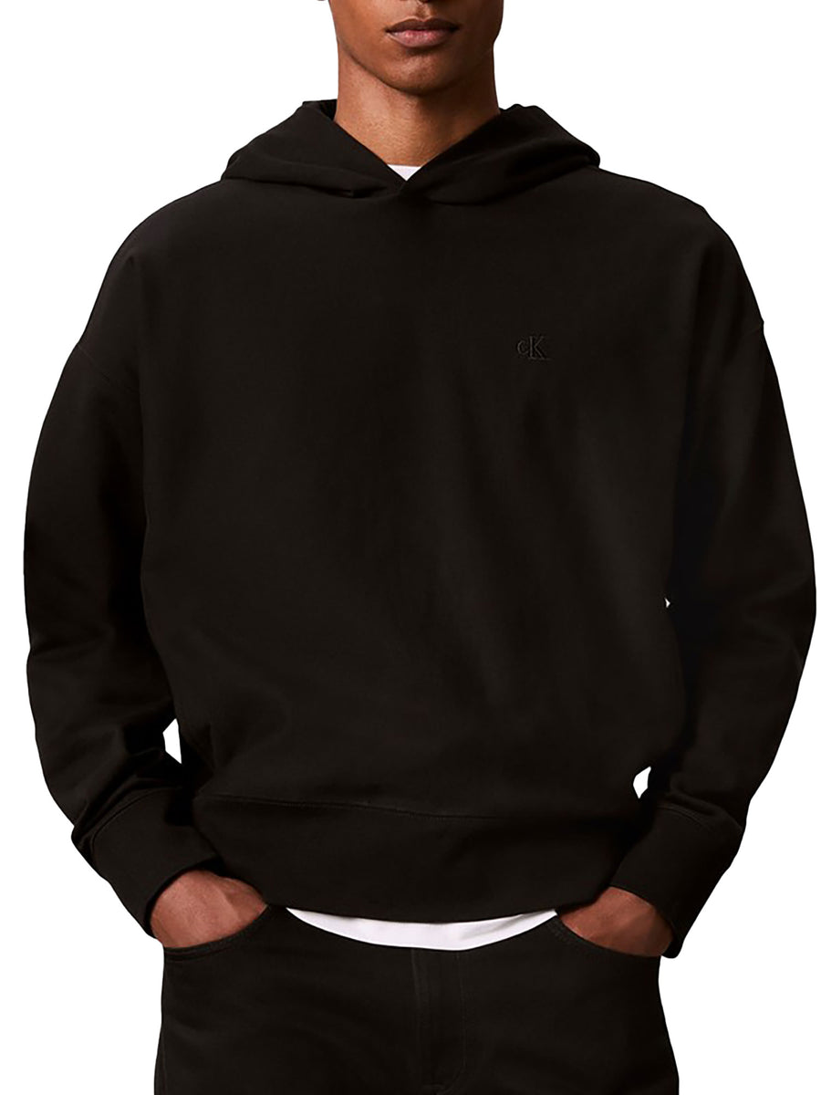 Felpa Calvin Klein Jeans uomo con cappuccio Back Monogram nero