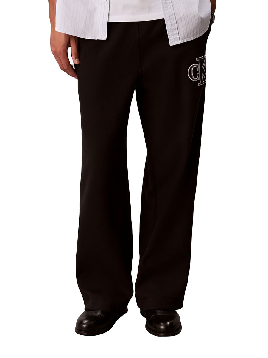 Pantaloni Calvin Klein Jeans uomo in felpa wide leg con monogramma nero