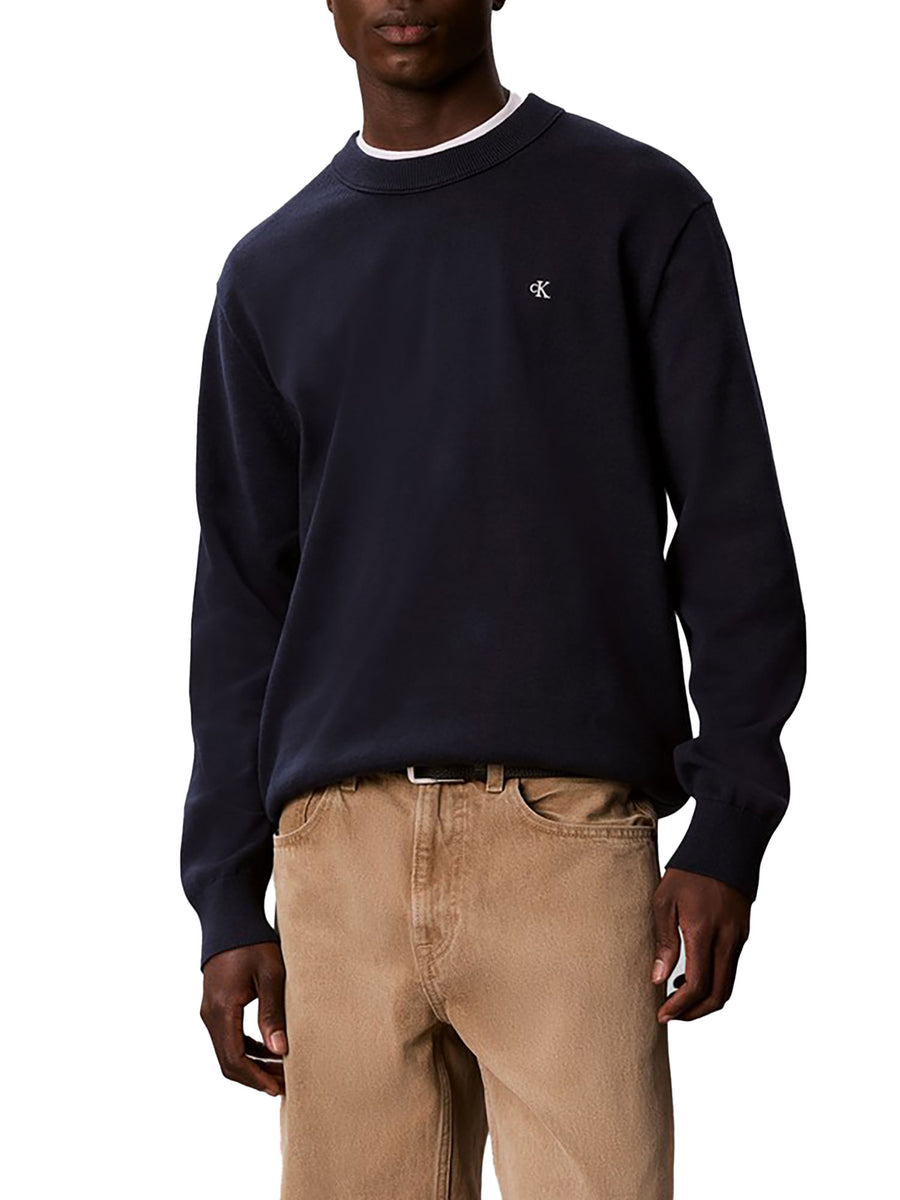 Maglia Calvin Klein Jeans uomo girocollo con piccolo logo blu