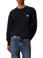 Maglia Calvin Klein Jeans uomo waffle girocollo con badge blu