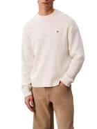 Maglia Calvin Klein Jeans uomo girocollo a coste verticali tofu