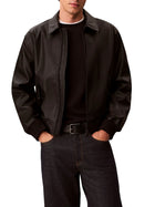 Bomber Calvin Klein Jeans uomo effetto pelle con colletto nero