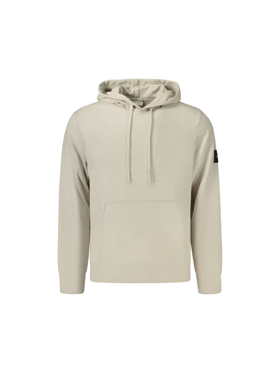 Felpa Calvin Klein Jeans uomo con cappuccio e badge logo beige
