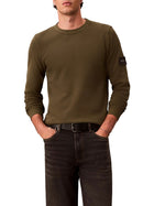 T-shirt Calvin Klein Jeans uomo maniche lunghe con badge verde